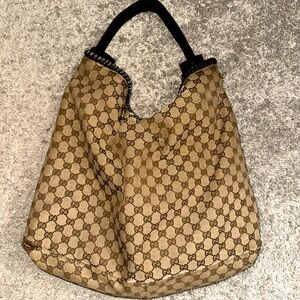 Authentic Gucci canvas hobo handbag